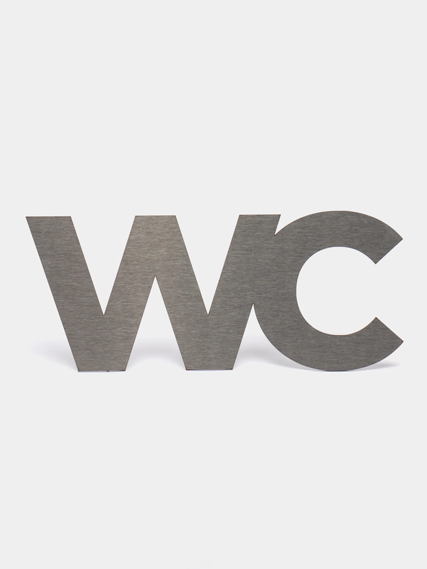 Табличка на дверь туалета Metalts WC нержавеющая сталь 1,5мм. 16х7см