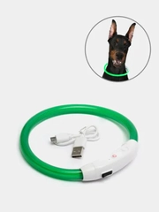 Светящийся LED ошейник силиконовый для собак на USB зарядке