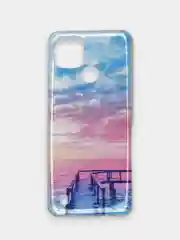 Коричневый чехол Realme C21 Реалми С21 силиконовый с рисунком