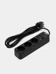 Черный сетевой фильтр удлинитель Perfeo Power Stream, 3 USB порта, 3 розетки