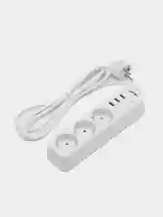 Белый сетевой фильтр удлинитель Perfeo Power Stream, 3 USB порта, 3 розетки