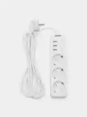 Белый сетевой фильтр удлинитель Perfeo Power Stream, 3 USB порта, 3 розетки
