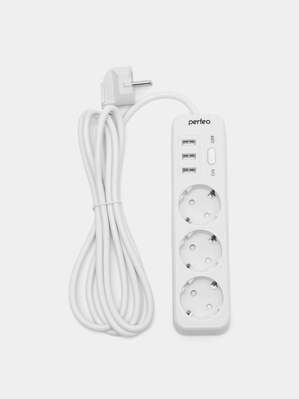 Сетевой фильтр удлинитель Perfeo Power Stream, 3 USB порта, 3 розетки