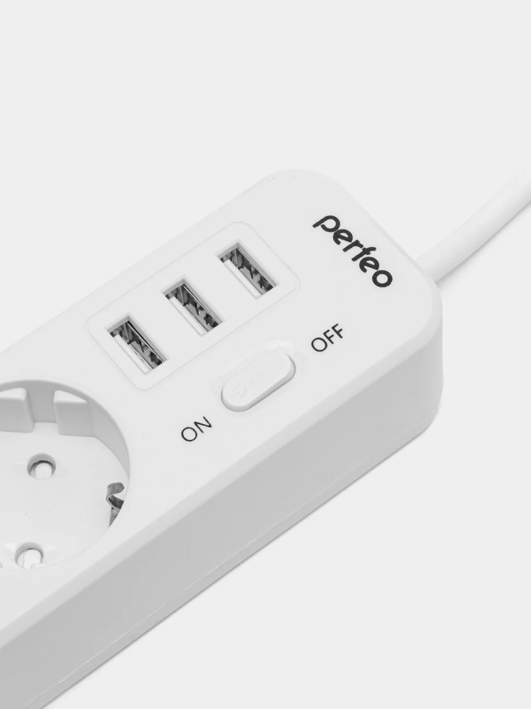 Белый сетевой фильтр удлинитель Perfeo Power Stream, 3 USB порта, 3 розетки