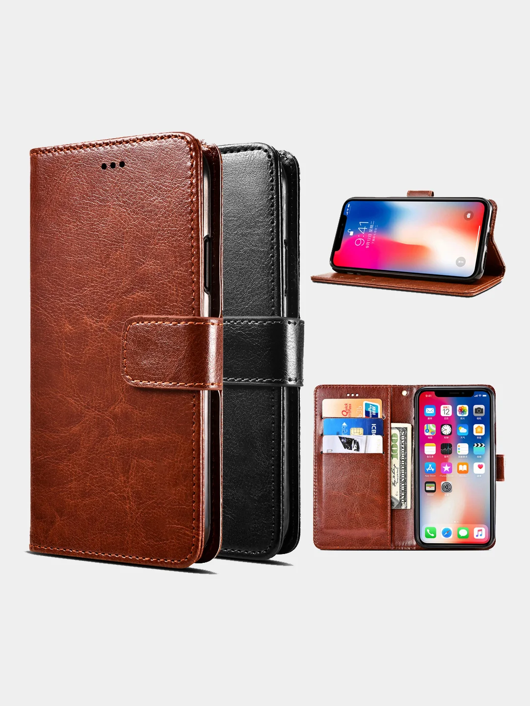 Голубой кожаный PU чехол-книжка Xiaomi Poco M4 Pro 5G / Redmi Note 11T 5G