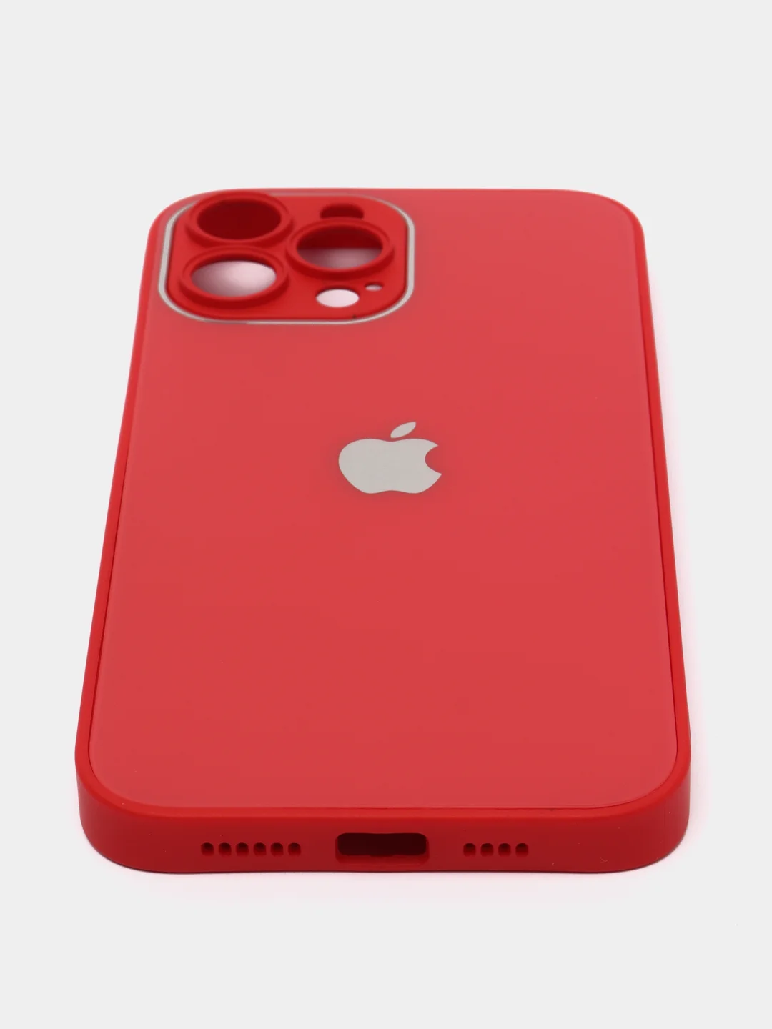 Красный чехол силиконовый для iPhone 7/8/7 Plus/11/12/13 Pro Max/12 Pro, со стеклянной панелью