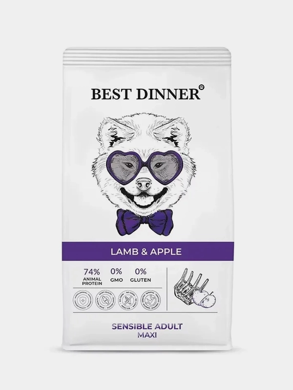 Корм сухой для собак крупных пород Бест Диннер Dog Adult Sensible, ягненок с яблоком, 3 кг