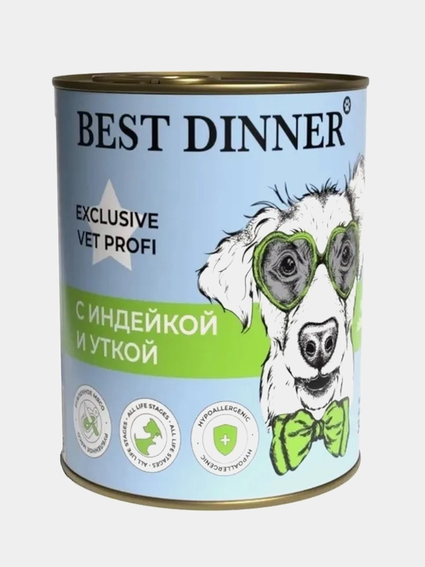 Корм для собак Best Dinner Vet Profi Hypoallergenic"С индейкой и уткой" 0,34кг 6шт