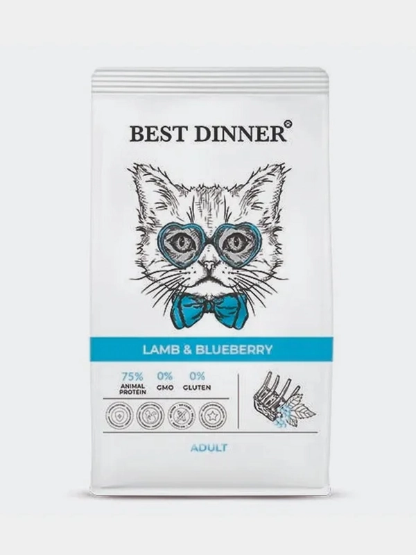 Корм сухой Бест Диннер Cat Adult, ягненок с голубикой, для кошек, 1,5 кг