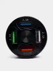 Черный автомобильное зарядное устройство с 4 USB-портами, быстрая зарядка 3,0
