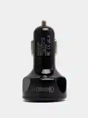 Черный автомобильное зарядное устройство с 4 USB-портами, быстрая зарядка 3,0