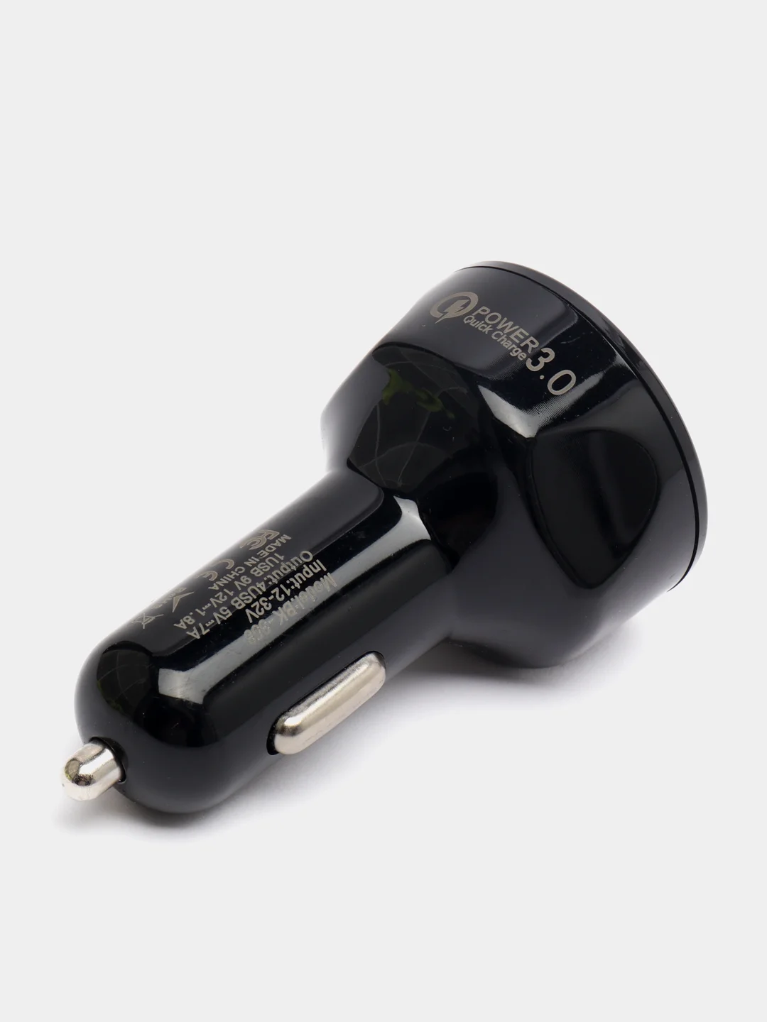 Черный автомобильное зарядное устройство с 4 USB-портами, быстрая зарядка 3,0
