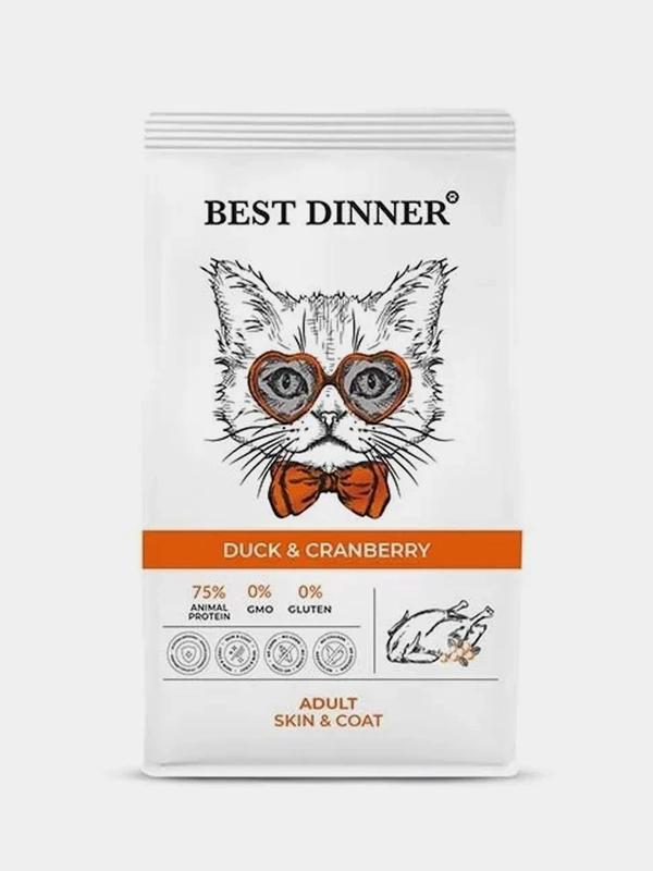 Корм сухой для кошек Бест Диннер Cat Adult, утка с клюквой, 0,4 кг