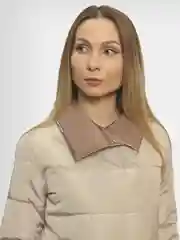 Светло-бежевый куртка демисезонная стеганная, женская, теплая, с воротником