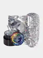 Серебряный гель-лак мерцающий  для ногтей ROSALIND 5 мл, глиттер для маникюра и педикюра