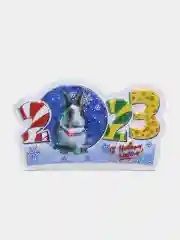 Алый магнит новогодний с символом 2023 года "Кролик"