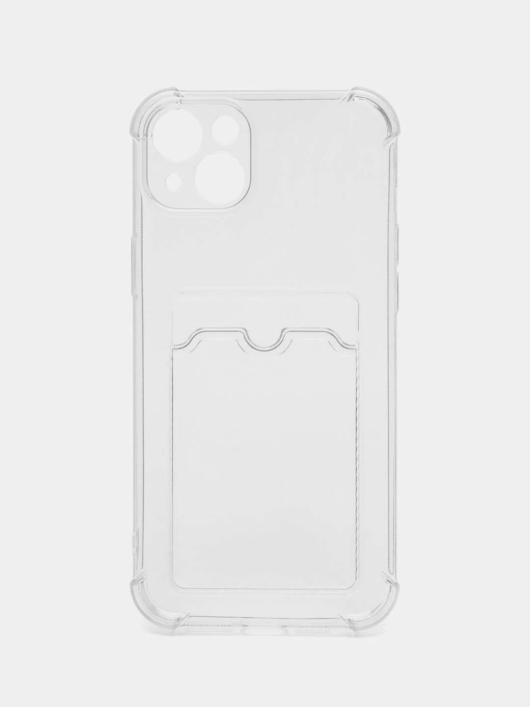Прозрачный чехол для iPhone 11, 12, 13, 14, 14 Pro, Plus, Pro Max, прозрачный, с карманом для карт