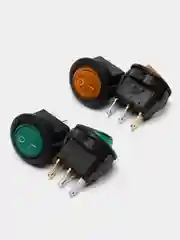Набор выключателей MICRO c подсветкой, клавишные, круглые, 250 В, 3 А, 8 штук, 4 цвета