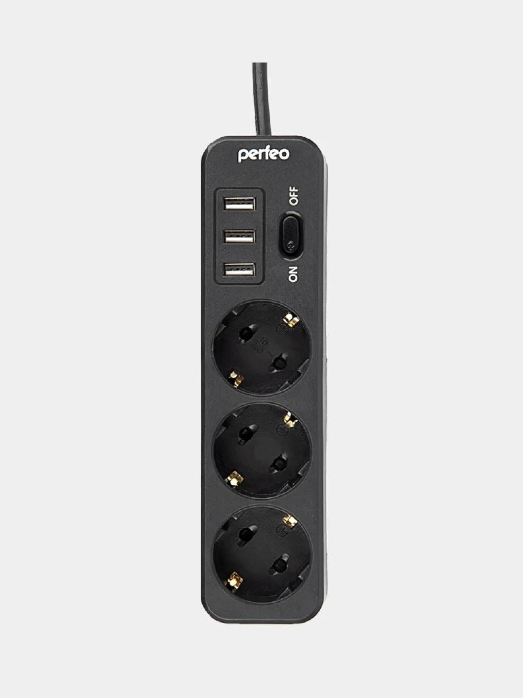 Белый сетевой фильтр удлинитель Perfeo Power Stream, 3 USB порта, 3 розетки