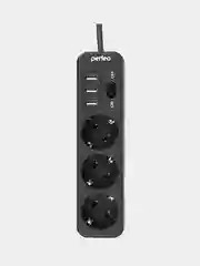 Белый сетевой фильтр удлинитель Perfeo Power Stream, 3 USB порта, 3 розетки