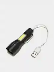 Индиго светодиодный ручной USB фонарик, аккумуляторный, с прищепкой и линзой
