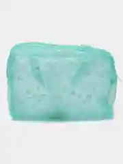 Бирюзовый косметичка женская дорожная, прозрачная, на молнии