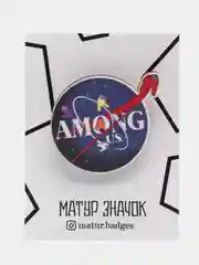 Серый значок на одежду "Among Us", пин на булавке деревянный