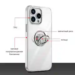 Прозрачный чехол силиконовый для iPhone 11 Pro Max, 7/8 Plus, 12 Pro, S10, с кольцом-держателем