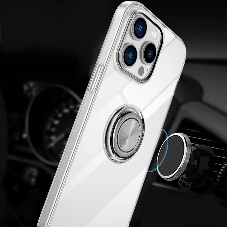 Прозрачный чехол силиконовый для iPhone 11 Pro Max, 7/8 Plus, 12 Pro, S10, с кольцом-держателем