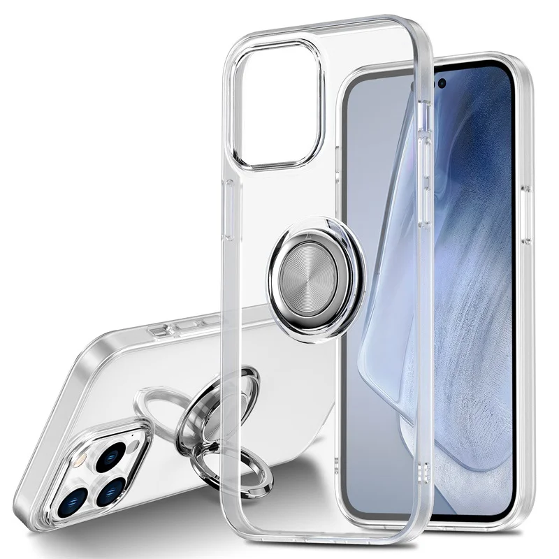Прозрачный чехол силиконовый для iPhone 11 Pro Max, 7/8 Plus, 12 Pro, S10, с кольцом-держателем