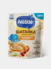 Каша детская NESTLE Шагайка молочная злаковая яблоко земляника персик, c 12 мес, 190 г