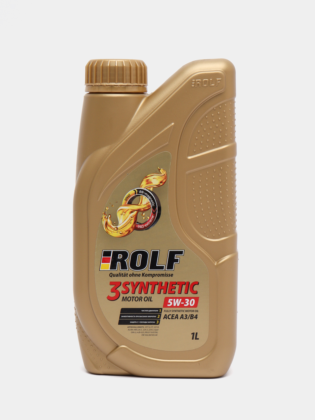 Моторное масло ROLF 3-SYNTHETIC 5W-30, ACEA A3/B4, синтетическое, 1 л  купить по цене 1194 ₽ в интернет-магазине KazanExpress