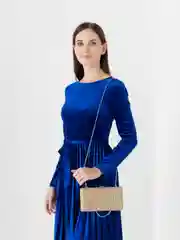 Золотой женский клатч вечерний, на цепочке