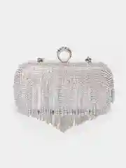 Серебряный клатч женский, со стразами
