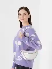 Белый сумка на пояс, бананка, женская,  кожа