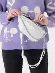 Белый сумка на пояс, бананка, женская,  кожа