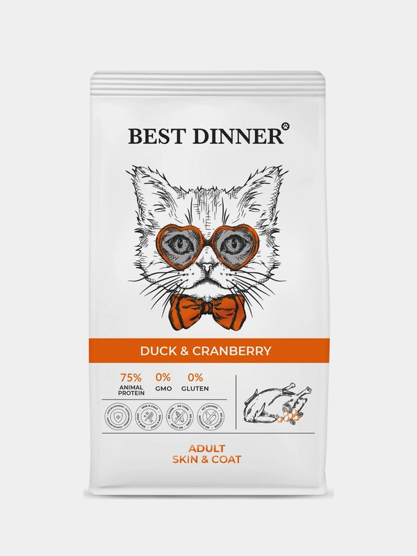 Корм сухой для кошек Best Dinner (Бест Диннер) Cat Adult "Утка с клюквой", 10 кг