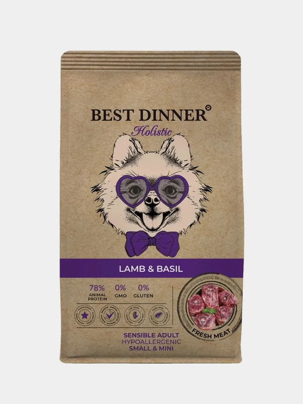 Корм сухой для собак мелких пород Бест Диннер Dog Adult Holistic Sensible, ягненок, 1,5 кг