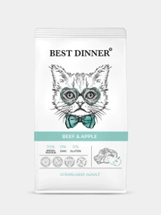 Корм сухой для стерилизованных кошек "Бест Диннер" Cat Adult, говядина с яблоком, 0,4 кг