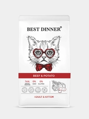 Корм сухой Best Dinner Cat Adult & Kitten, говядина с картофелем, для кошек и котят, 400 г
