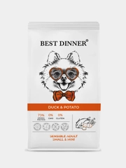 Корм сухой Бест Диннер Dog Adult Mini, утка с картофелем, для собак мелких пород, 10 кг