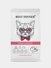 Корм сухой для стерилизованных кошек "Бест Диннер" Cat Adult, индейка с картофелем, 0,4 кг
