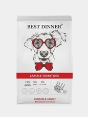 Корм сухой Бест Диннер Dog Adult, ягненок с томатами, для собак, 3 кг