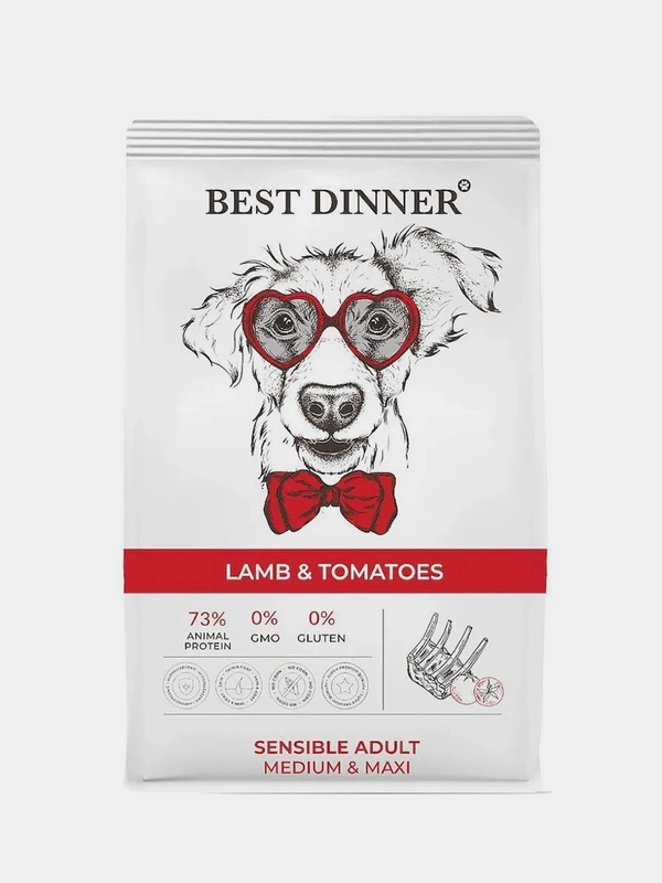 Корм сухой Бест Диннер Dog Adult, ягненок с томатами, для собак, 3 кг
