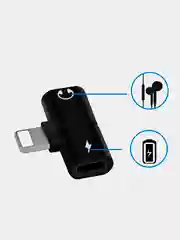 Золотой переходник адаптер для наушников Lightning и зарядки Lightning на iPhone