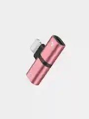 Розовый переходник адаптер для наушников Lightning и зарядки Lightning на iPhone