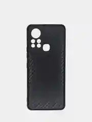 Черный чехол Infinix Hot 11S силиконовый под карбон