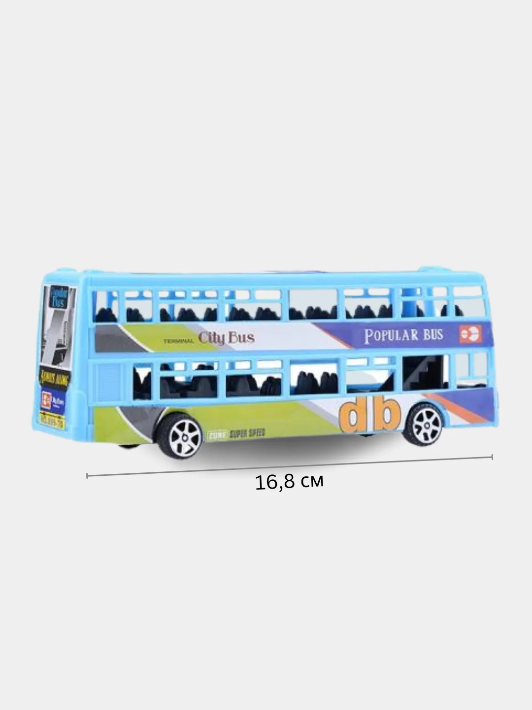 Синий игрушечный автобус, инерционная игрушка для мальчика
