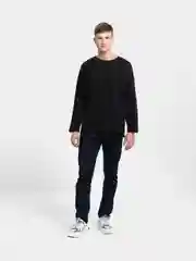 Черный лонгслив мужской с круглым вырезом
