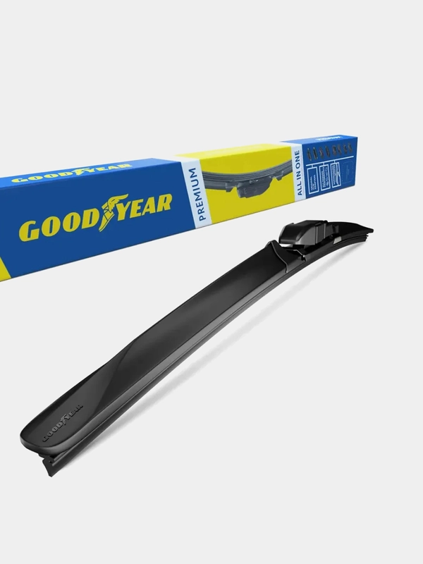 Бескаркасная щетка стеклоочистителя Goodyear PREMIUM всесезонная, 8 переходников